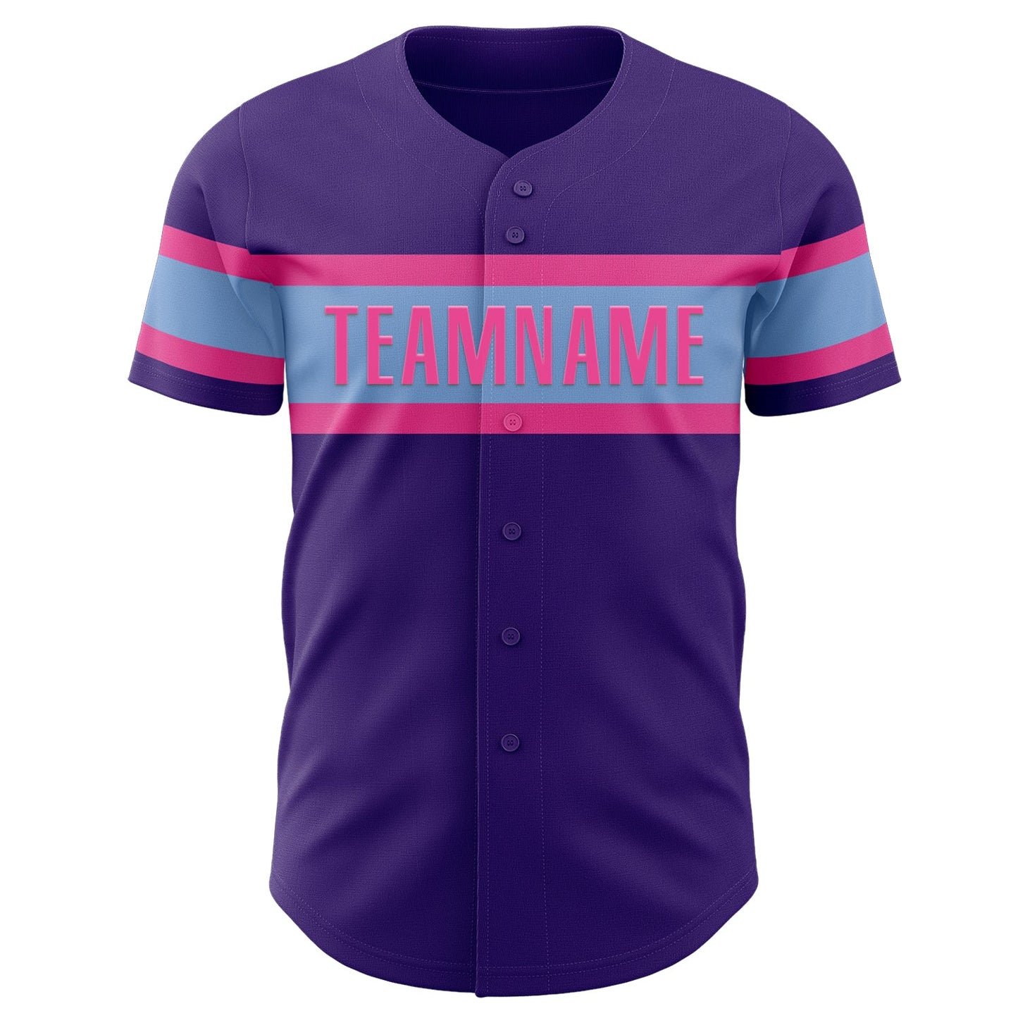 Custom Purple Light Blue-Pink Authentic Baseball Jersey view 2
