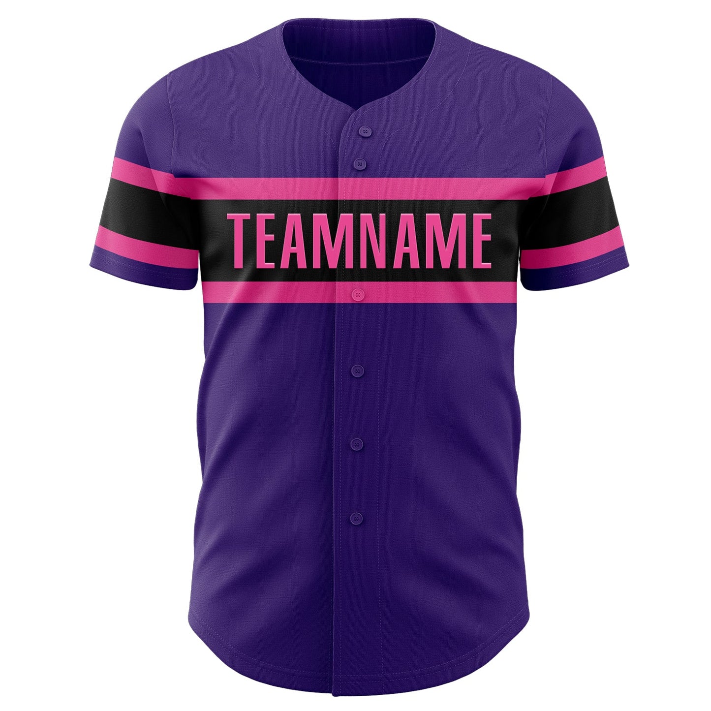 Custom Purple Black-Pink Authentic Baseball Jersey view 2