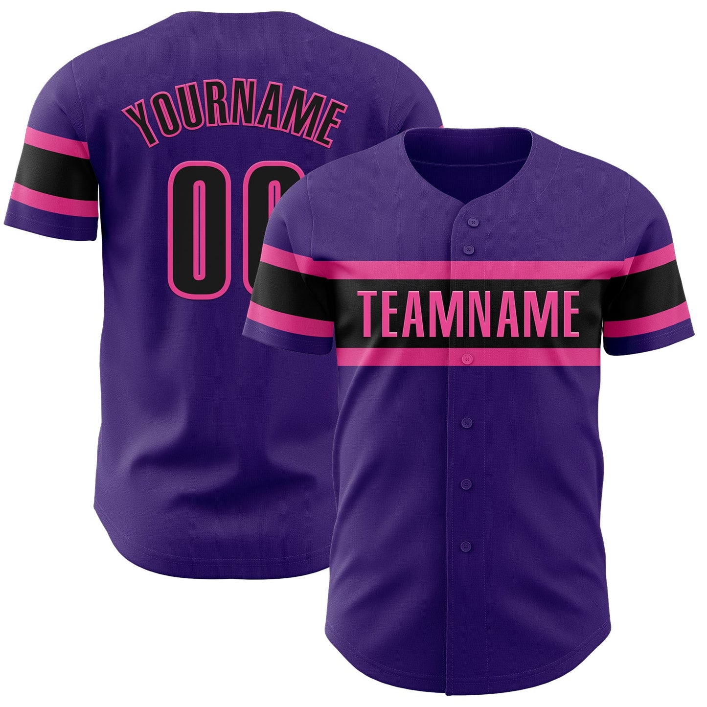 Custom Purple Black-Pink Authentic Baseball Jersey - Main View