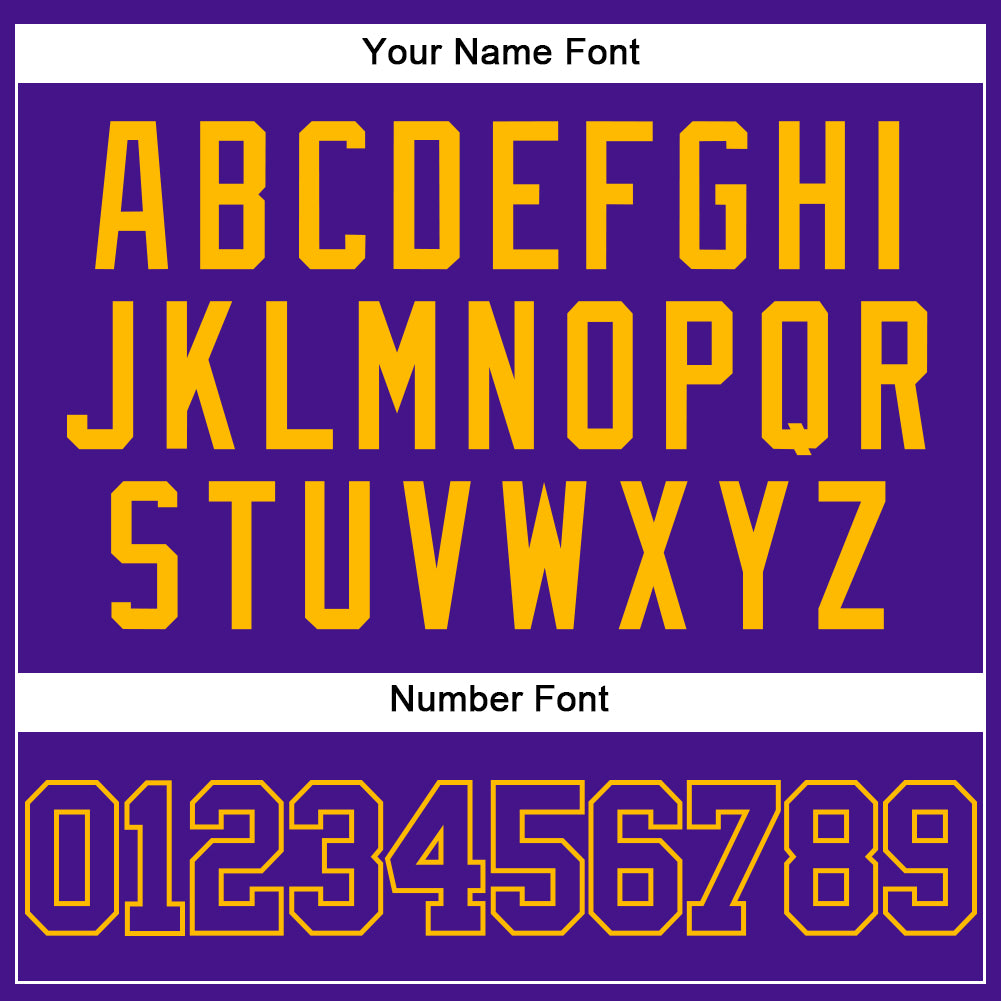 Custom Purple Gold Mesh Authentic Throwback Baseball Jersey view 5