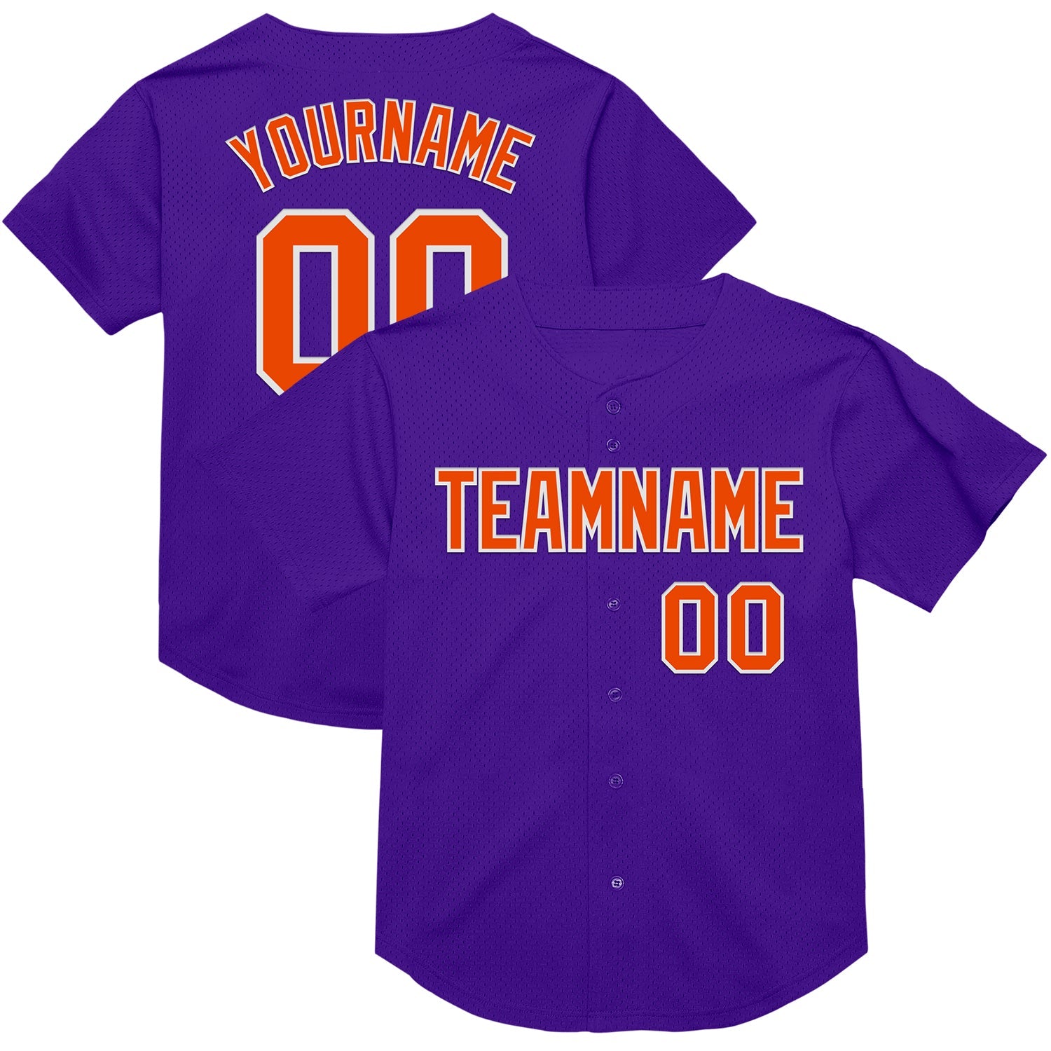 Custom Purple Orange-White Mesh Authentic Throwback Baseball Jersey - Main View