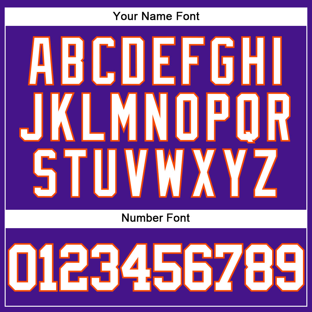 Custom Purple White-Orange Mesh Authentic Throwback Baseball Jersey view 5