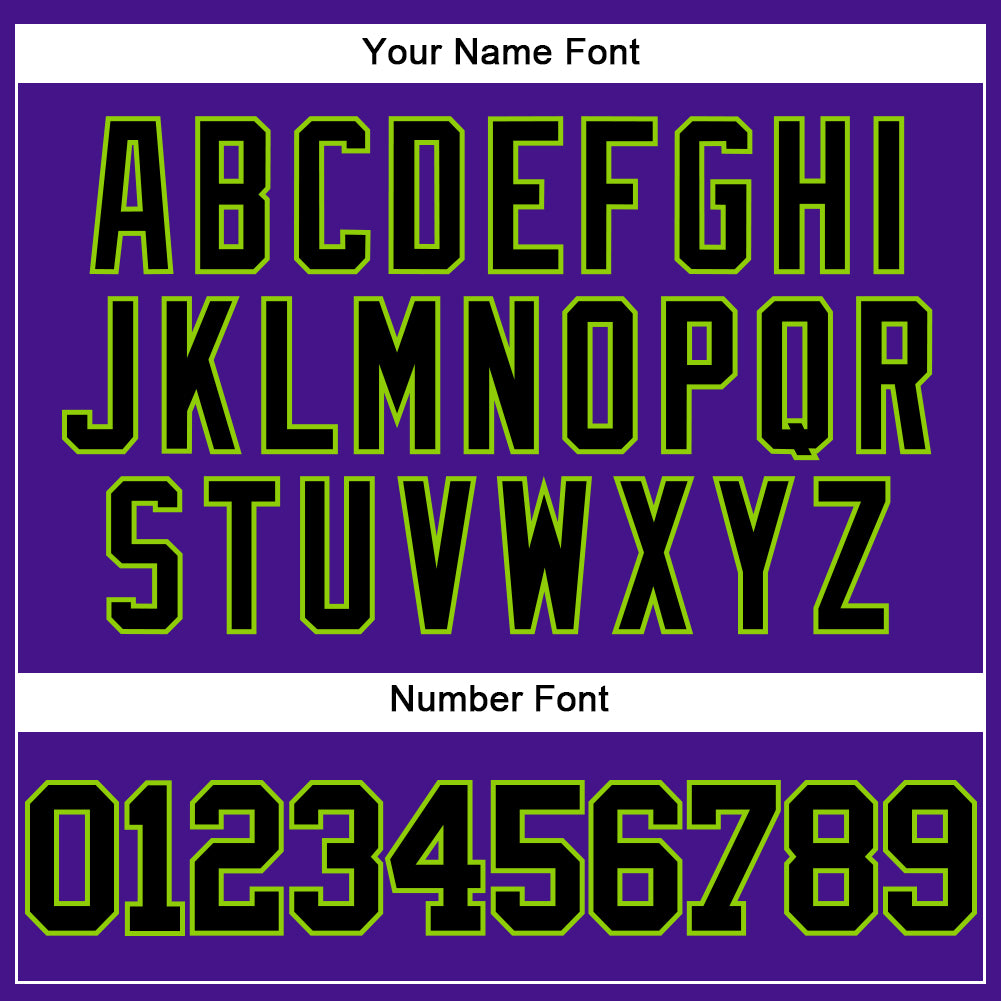 Custom Purple Black-Neon Green Mesh Authentic Throwback Baseball Jersey view 5