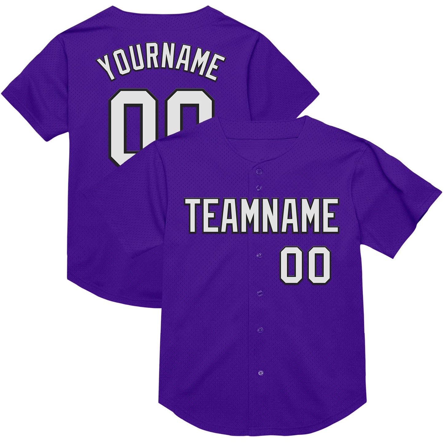 Custom Purple White-Black Mesh Authentic Throwback Baseball Jersey - Main View