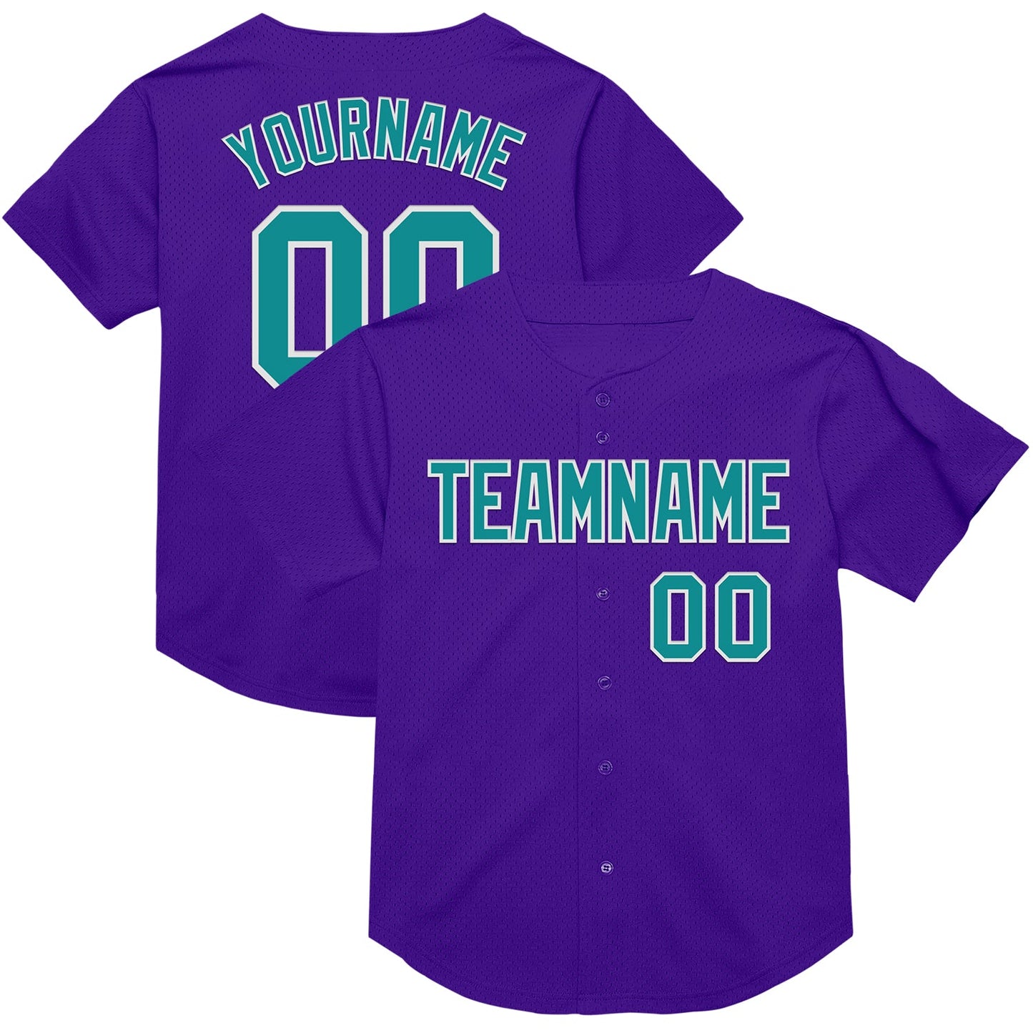 Custom Purple Teal-White Mesh Authentic Throwback Baseball Jersey - Main View