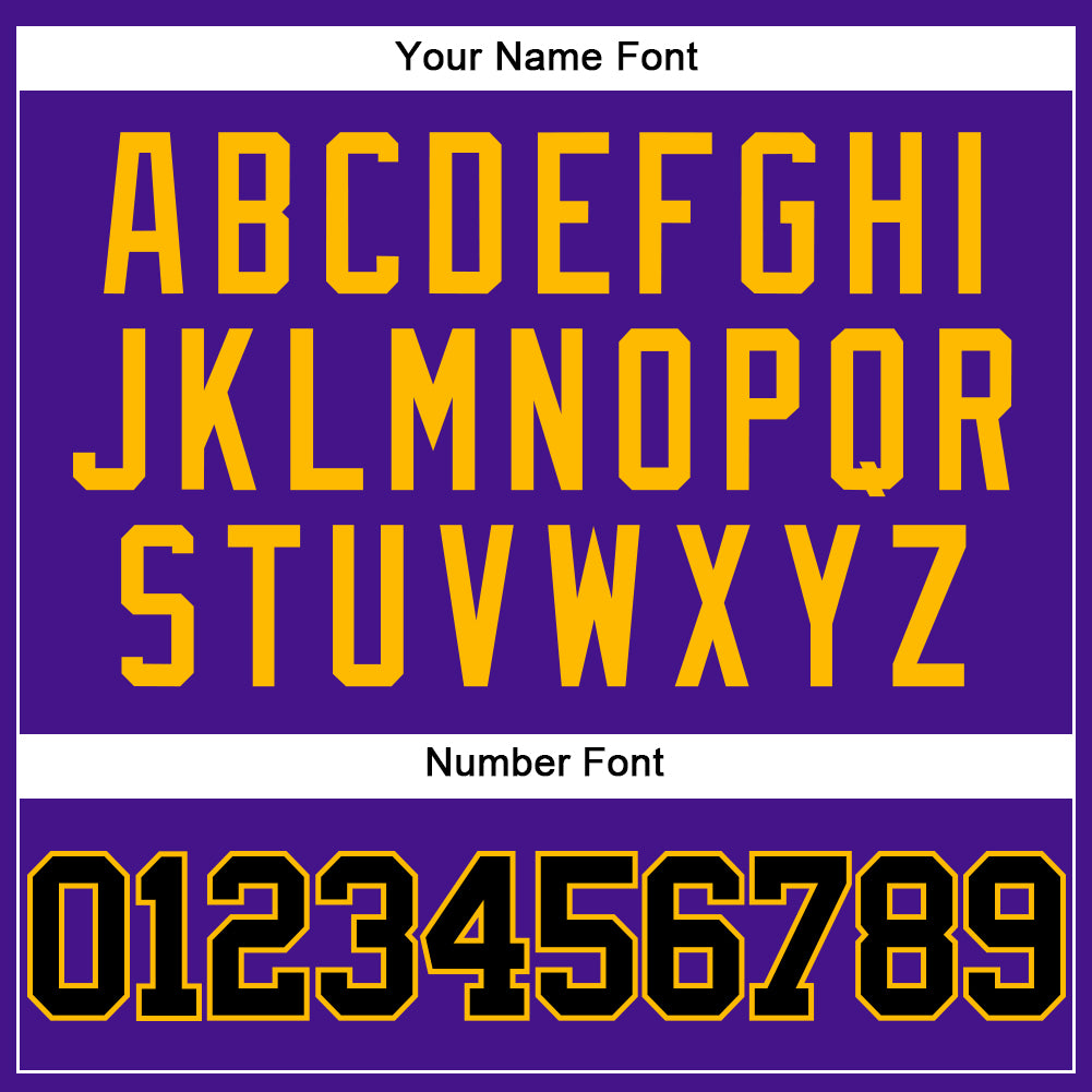 Custom Purple Black-Gold Mesh Authentic Throwback Baseball Jersey view 5