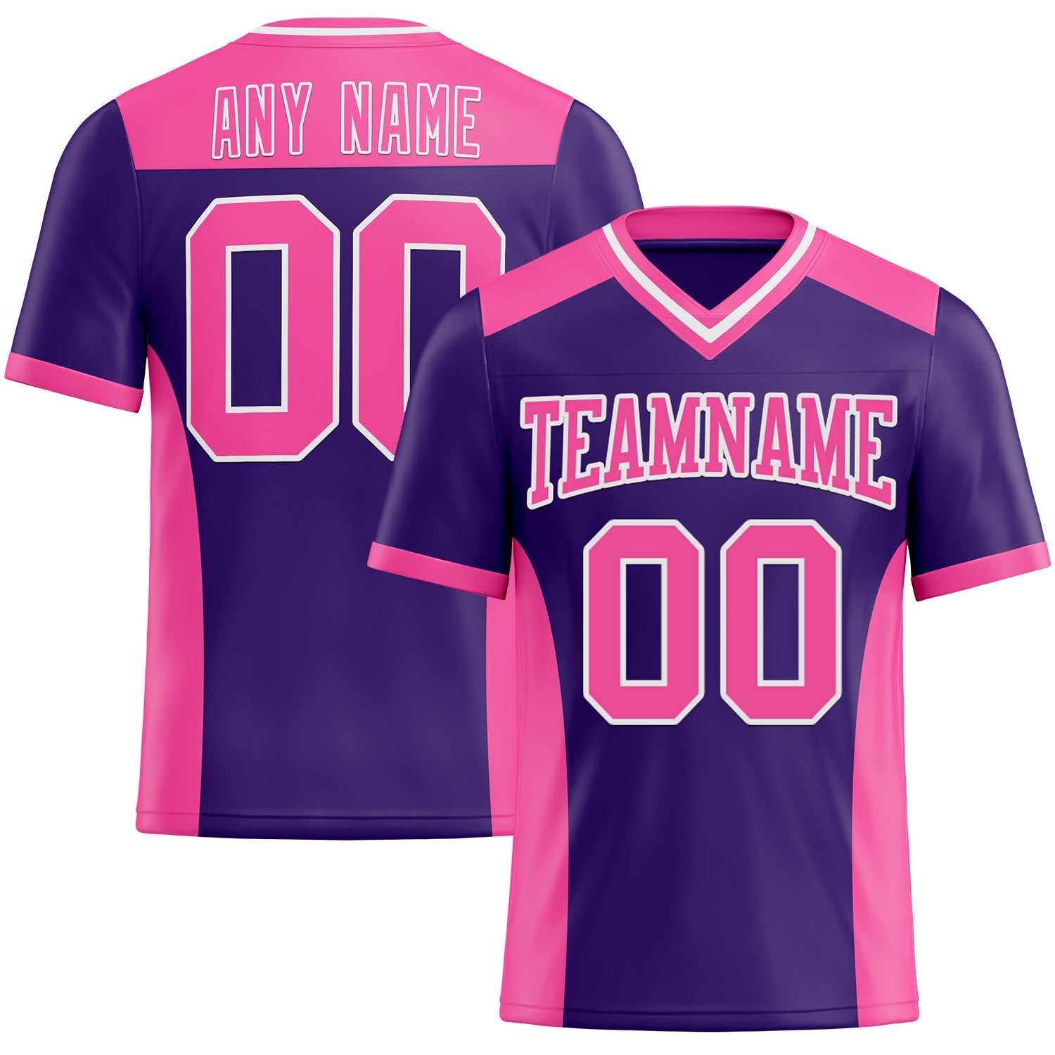 Custom Purple Pink-White Authentic Football Jersey - Main View