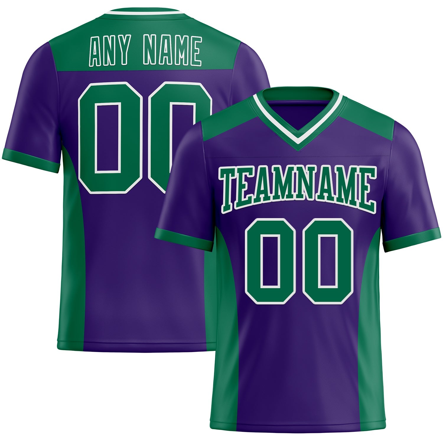 Custom Purple Kelly Green-White Authentic Football Jersey - Main View