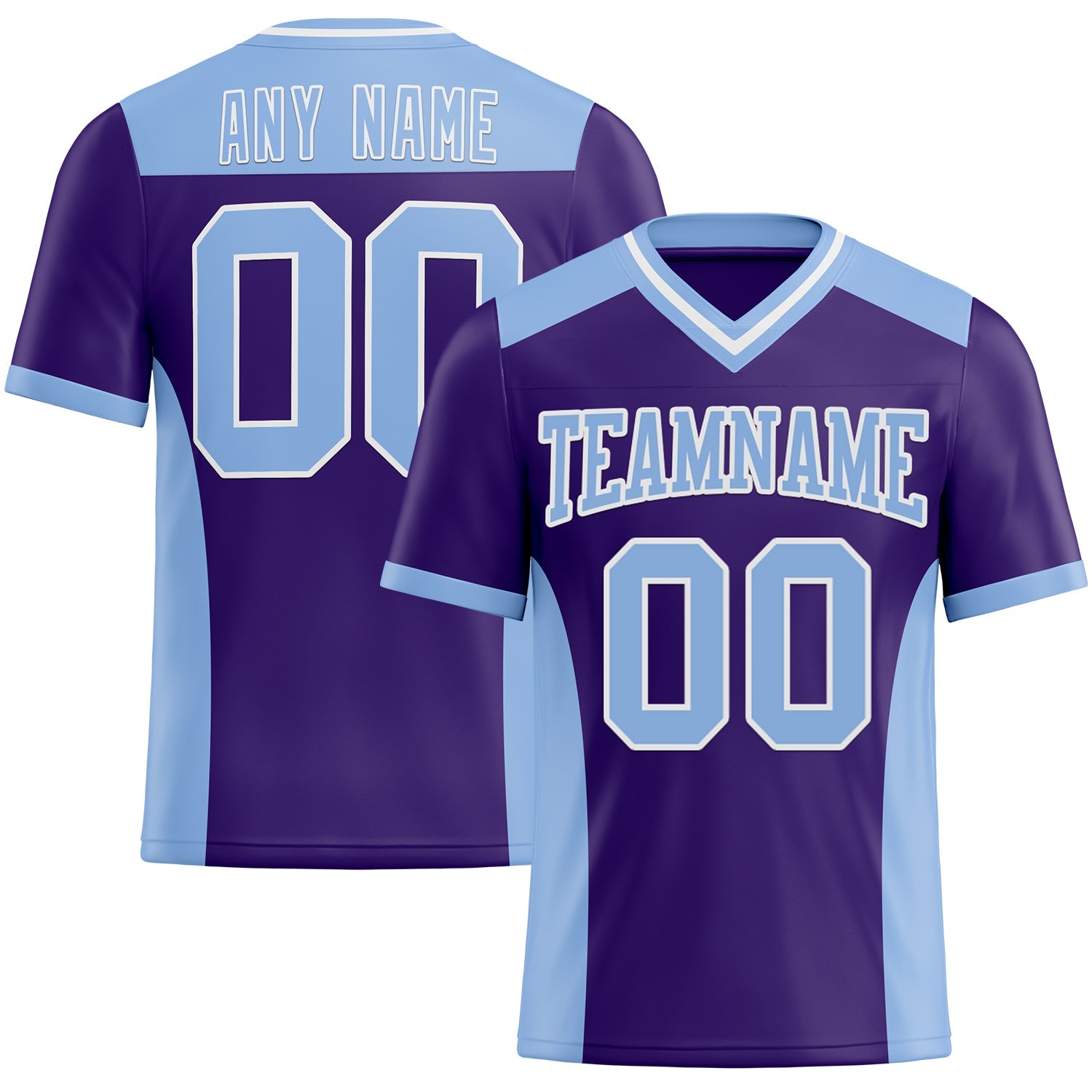Custom Purple Light Blue-White Authentic Football Jersey - Main View