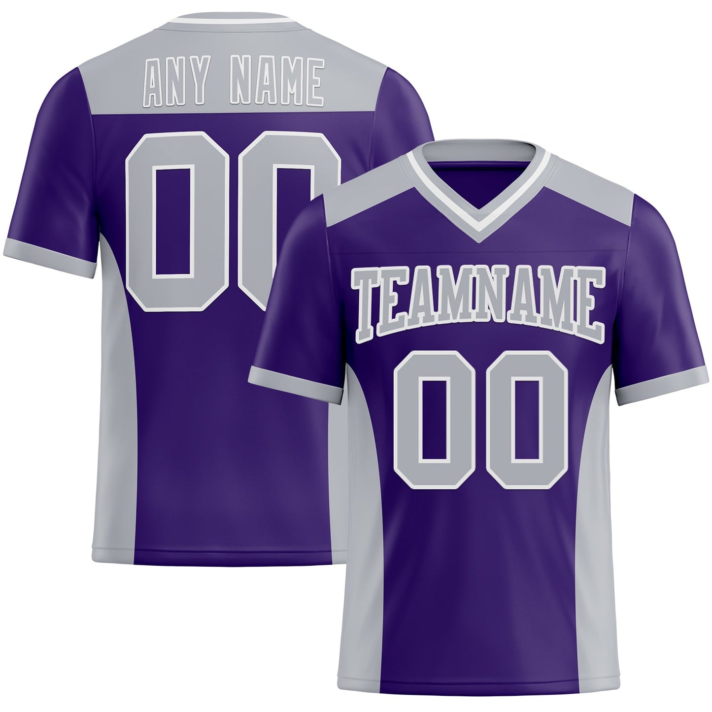 Custom Purple Gray-White Authentic Football Jersey - Main View