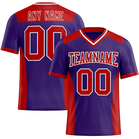 Custom Purple Red-White Authentic Football Jersey - Main View