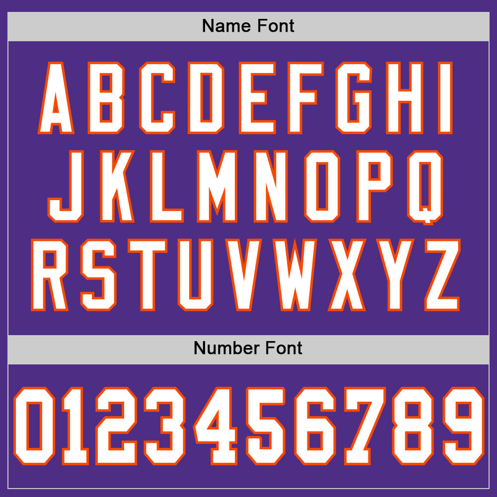 Custom Purple White-Orange Mesh Authentic Throwback Football Jersey view 4