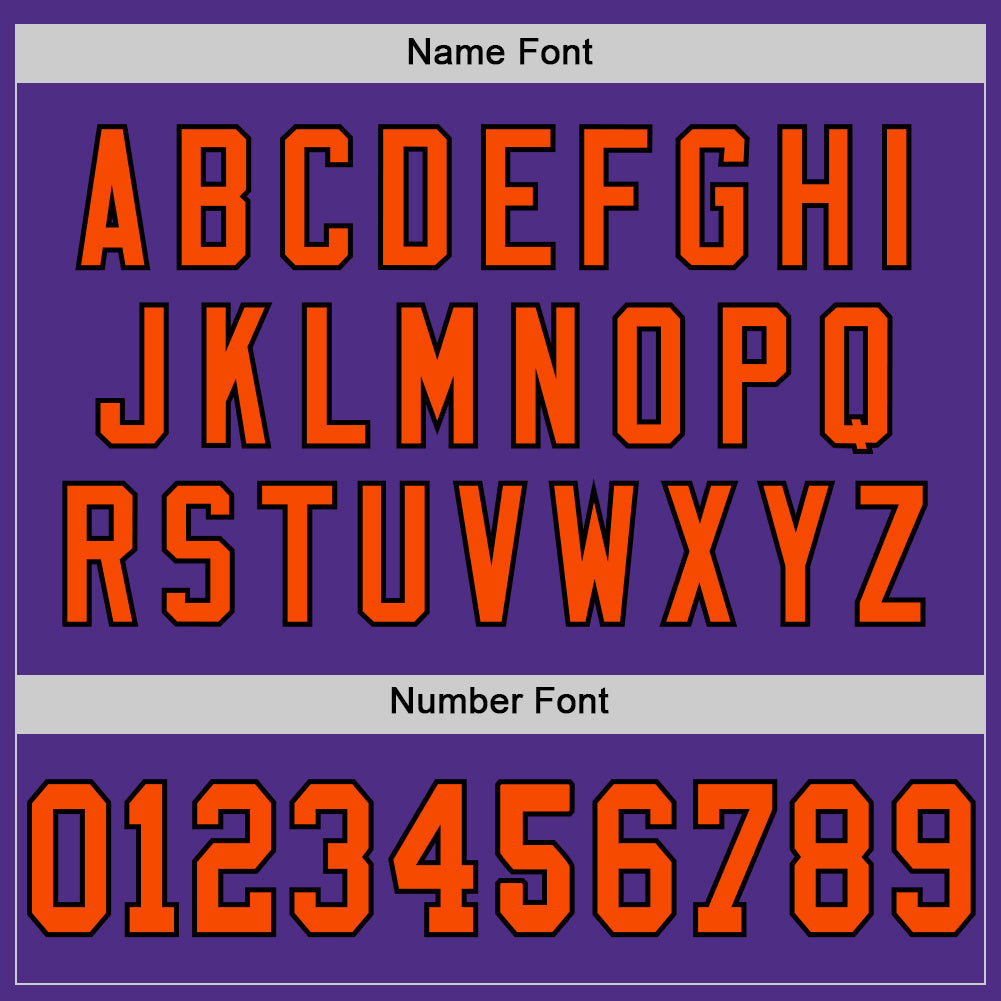 Custom Purple Orange-Black Mesh Authentic Throwback Football Jersey view 4