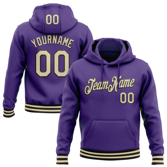 Custom Stitched Purple Cream-Black Sports Pullover Sweatshirt Hoodie - Main View
