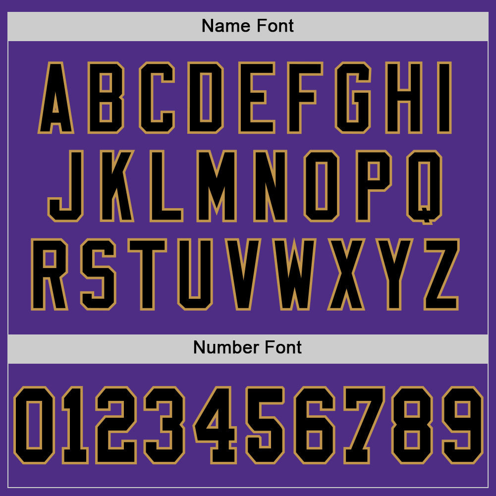 Custom Purple Black-Old Gold Mesh Authentic Throwback Football Jersey view 4