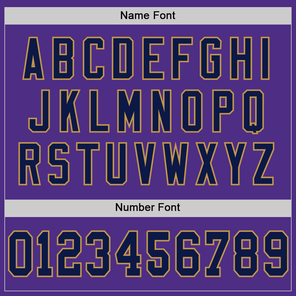 Custom Purple Navy-Old Gold Mesh Authentic Throwback Football Jersey view 4