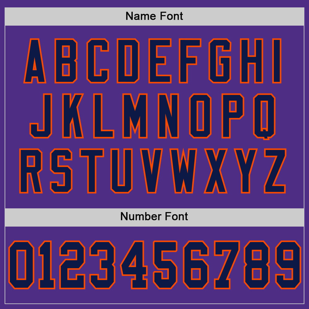 Custom Purple Navy-Orange Mesh Authentic Throwback Football Jersey view 4