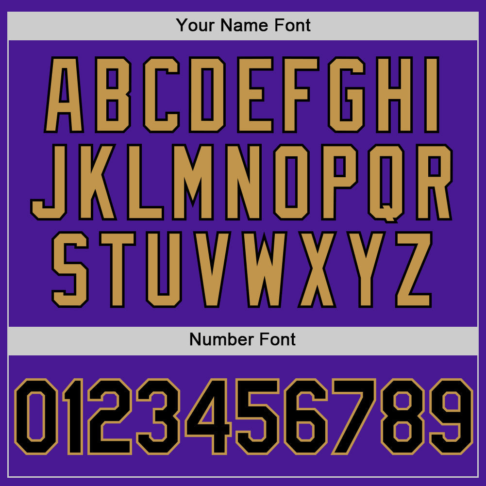 Custom Purple Black-Old Gold Authentic Throwback Baseball Jersey view 5
