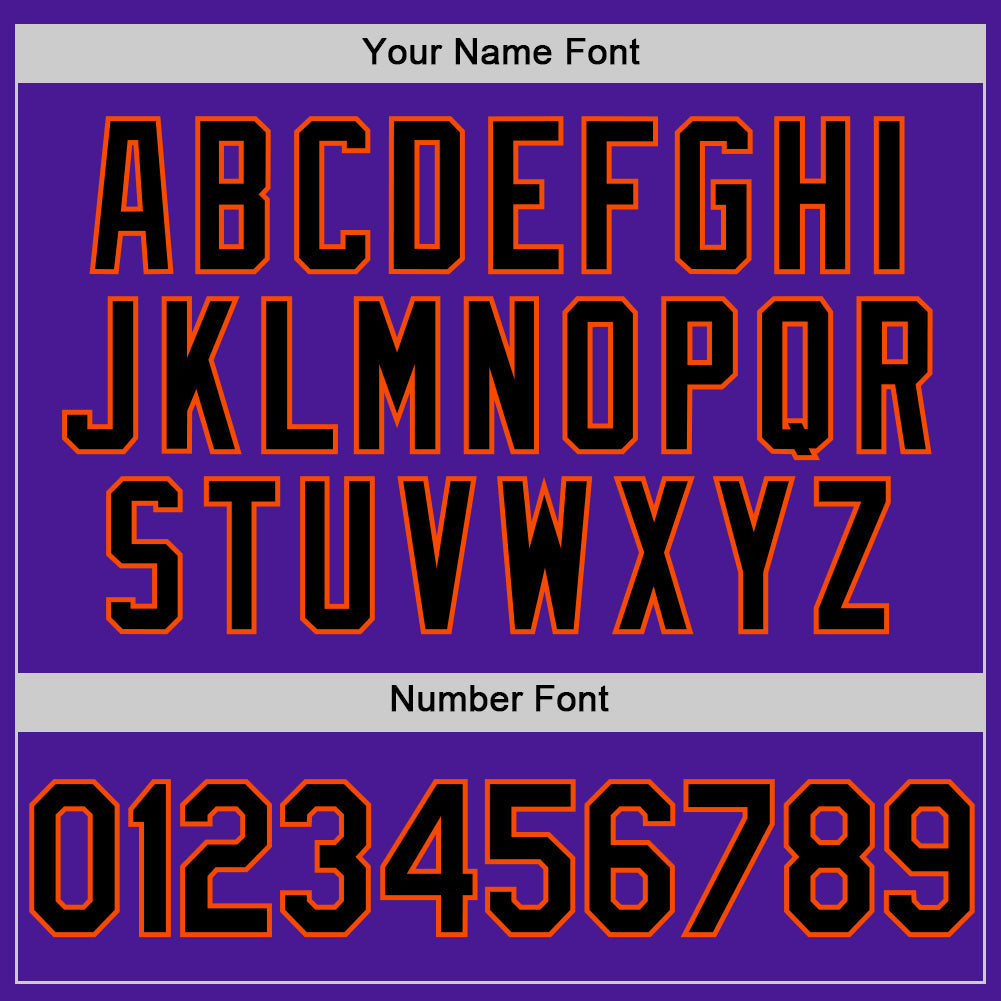 Custom Purple Black-Orange Authentic Throwback Baseball Jersey view 5