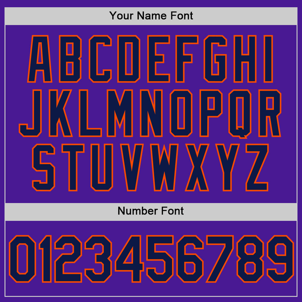 Custom Purple Navy-Orange Authentic Throwback Baseball Jersey view 5