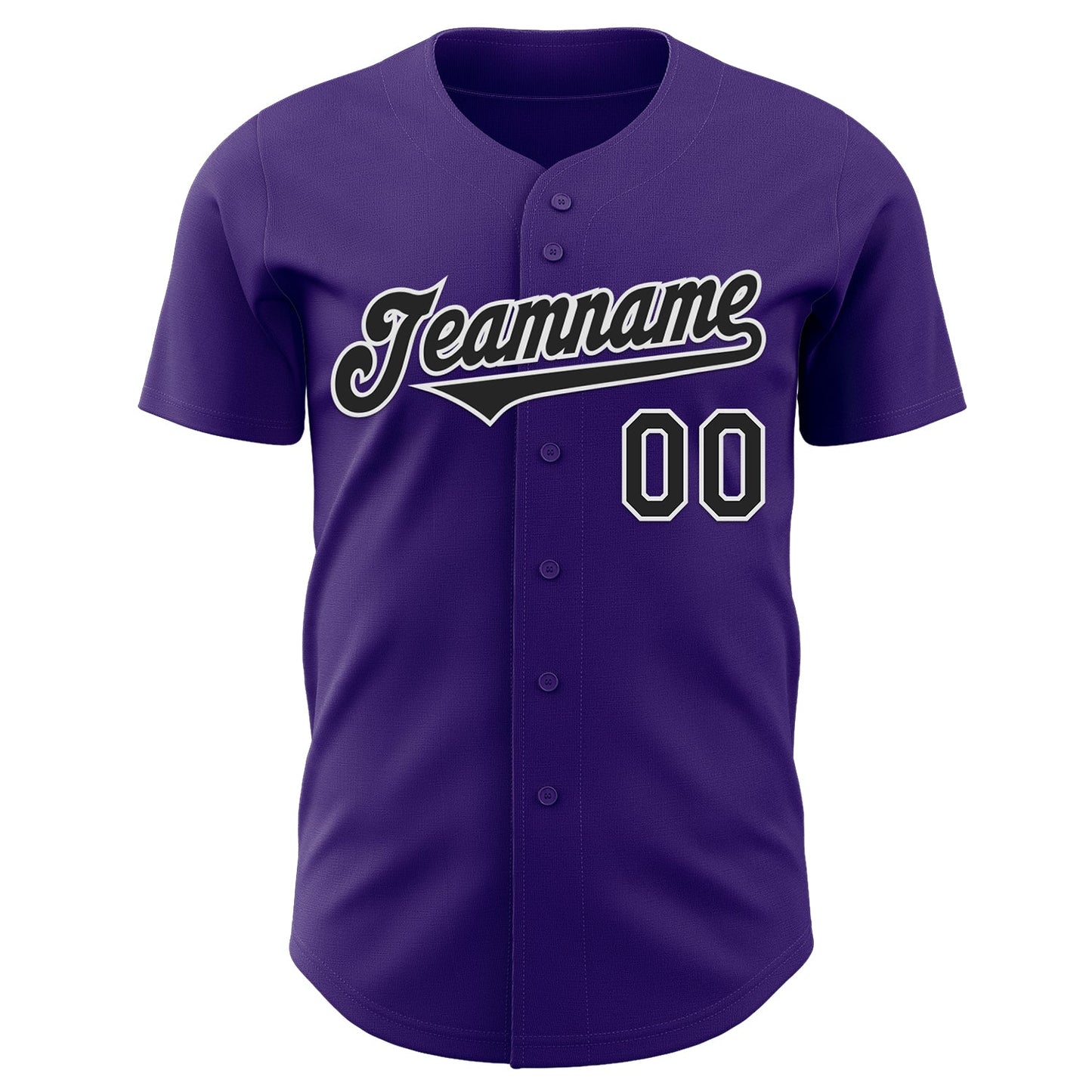 Custom Purple Black-White Authentic Baseball Jersey view 2