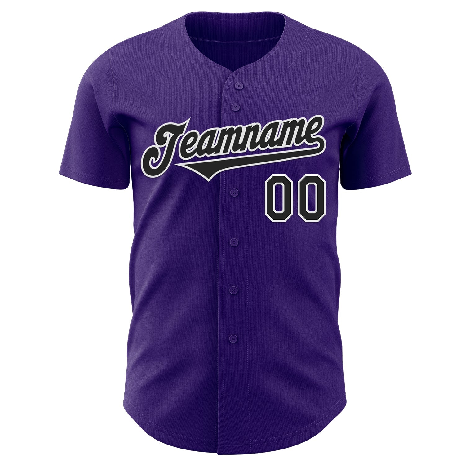 Custom Purple Black-White Authentic Baseball Jersey view 2