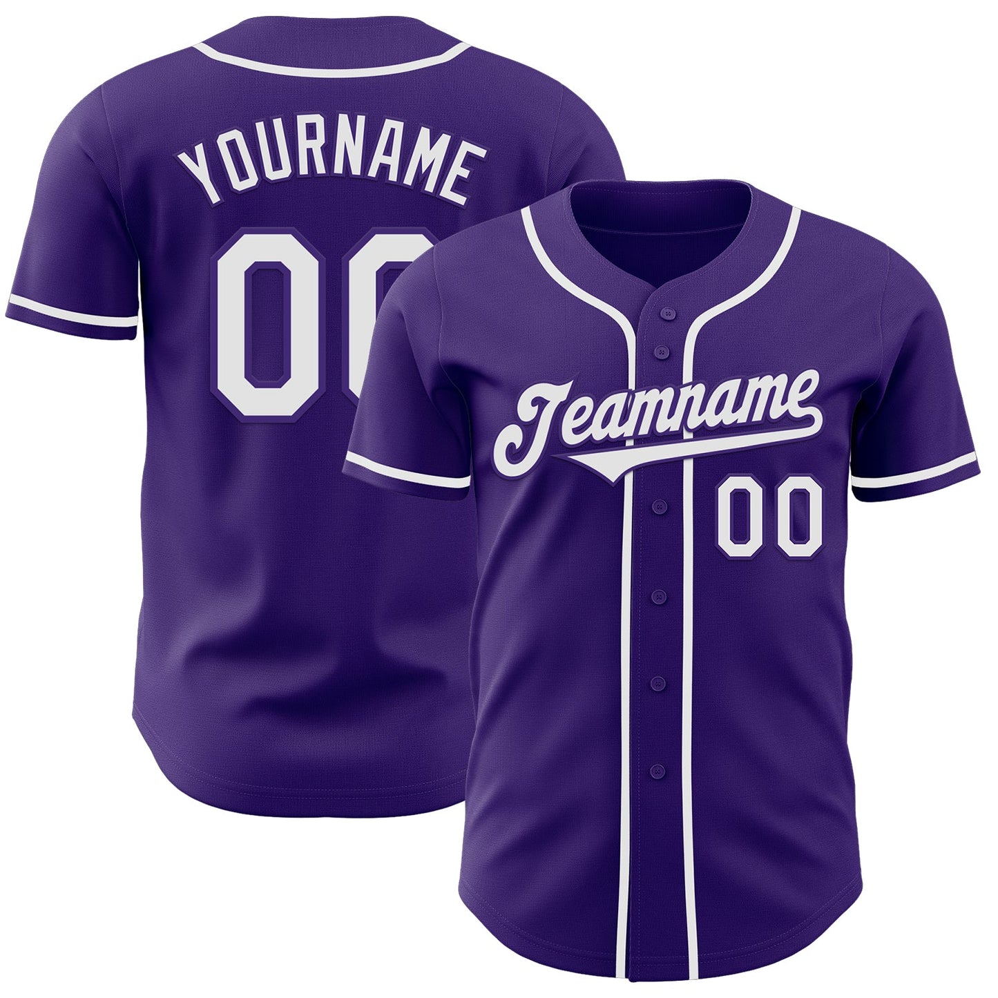 Custom Purple White Authentic Baseball Jersey - Main View