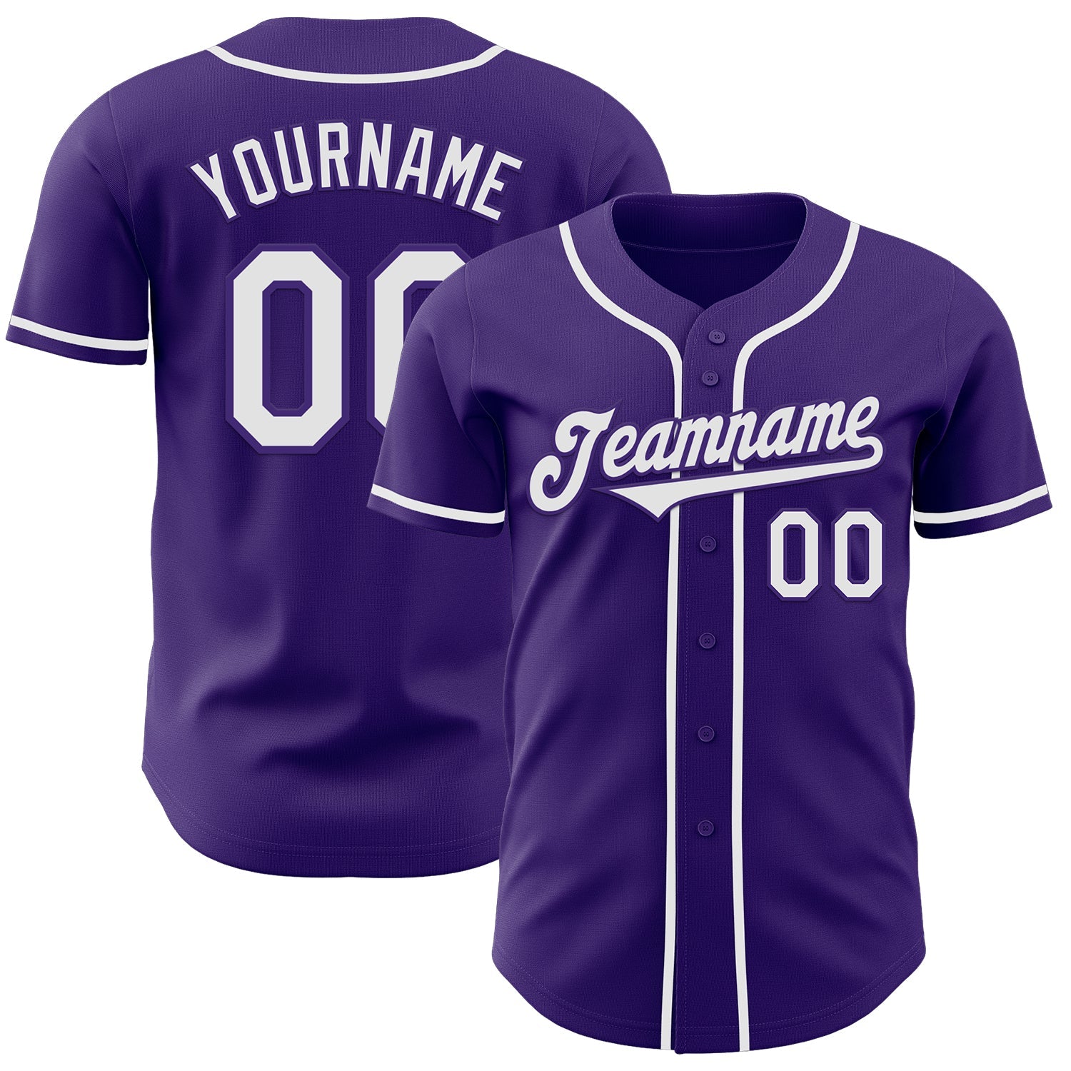 Custom Purple White Authentic Baseball Jersey - Main View