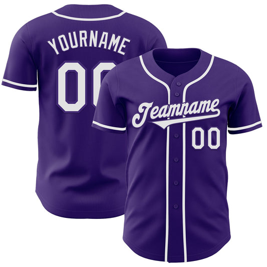 Custom Purple White Authentic Baseball Jersey - Main View