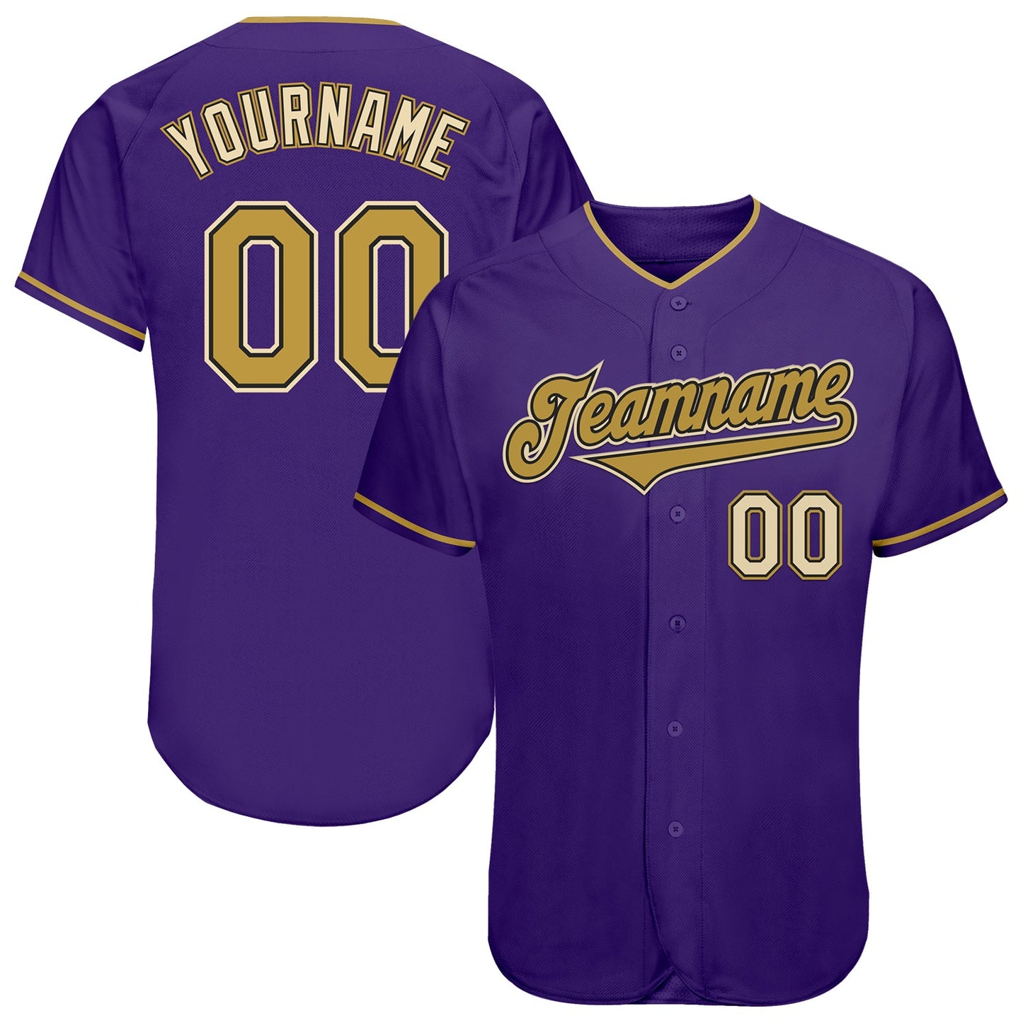 Custom Purple Old Gold Black-Cream Authentic Baseball Jersey - Main View