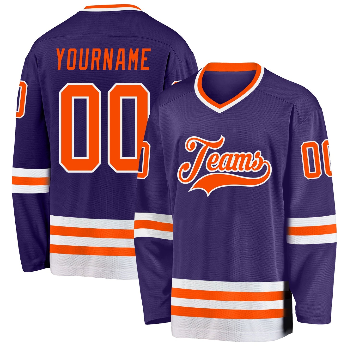 Custom Purple Orange-White Hockey Jersey - Main View