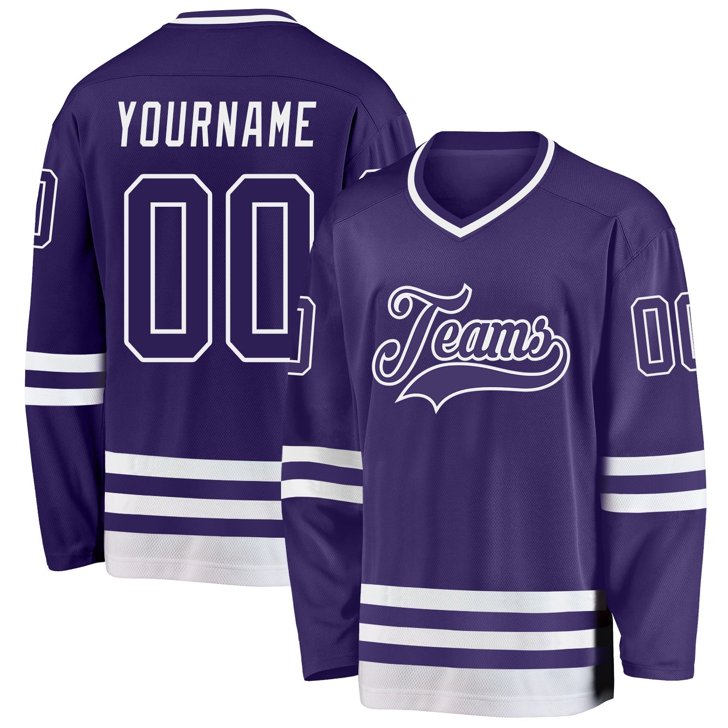Custom Purple White Hockey Jersey - Main View
