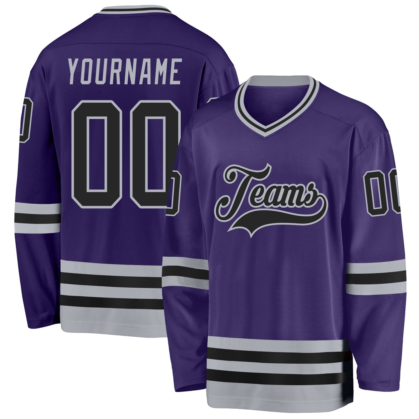 Custom Purple Black-Gray Hockey Jersey - Main View