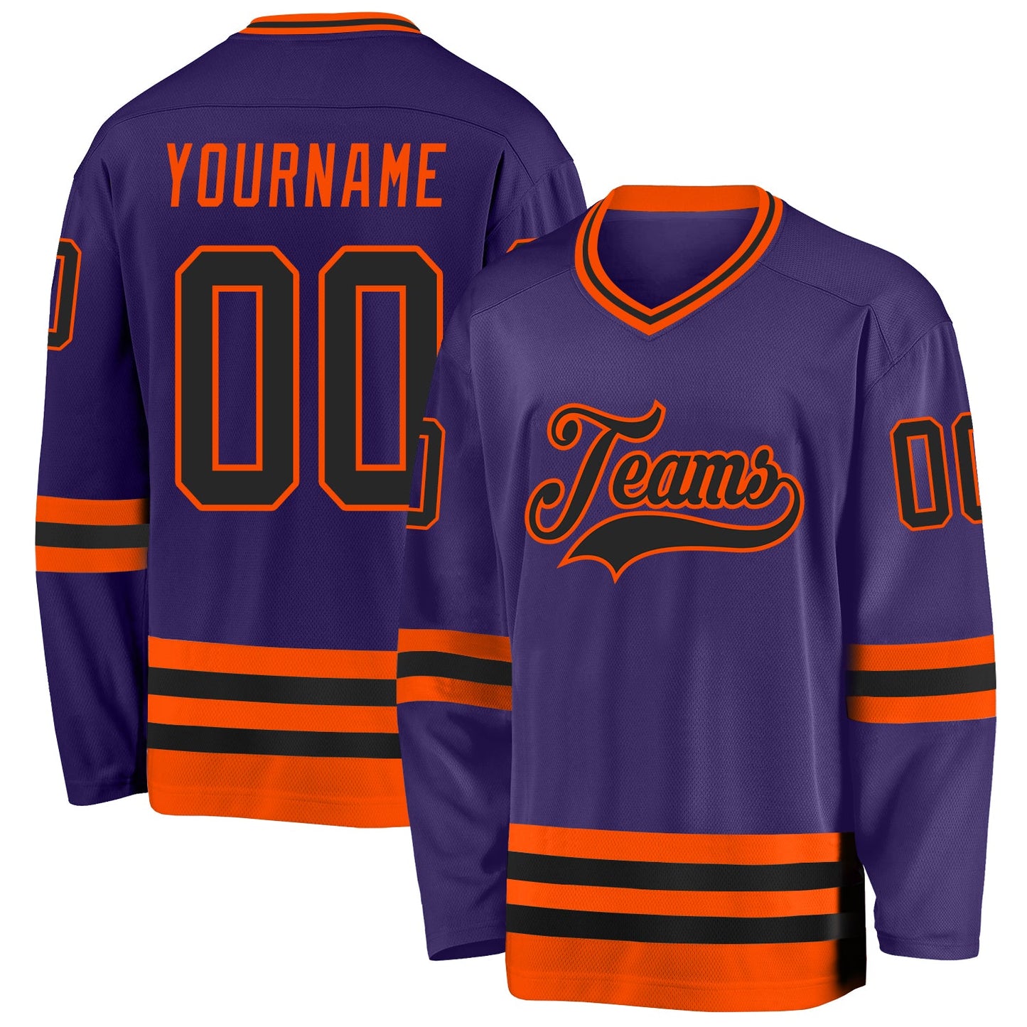Custom Purple Black-Orange Hockey Jersey - Main View