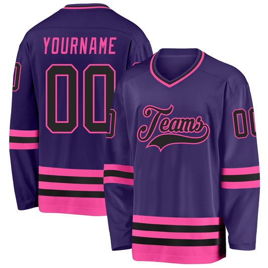 Custom Purple Black-Pink Hockey Jersey - Main View