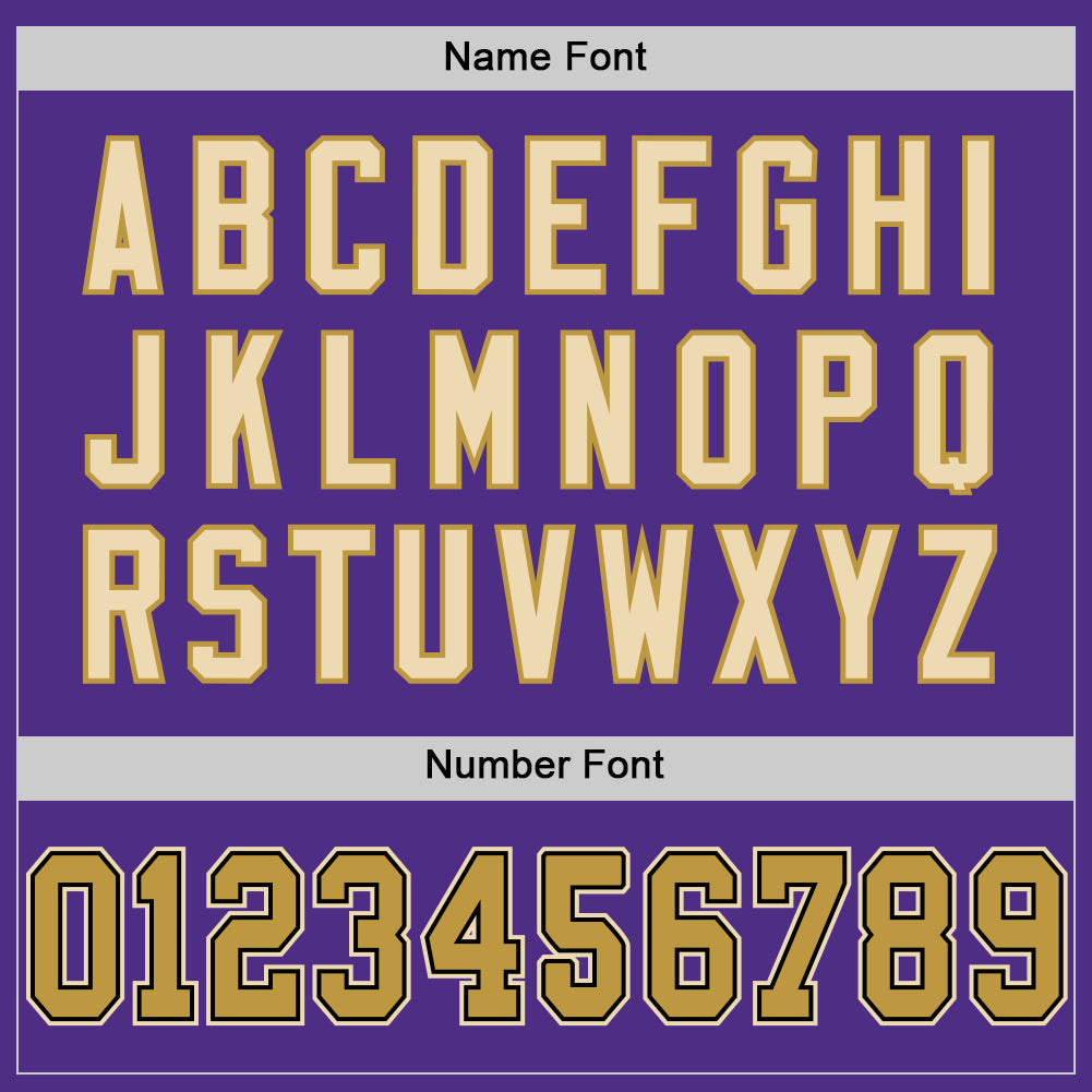 Custom Purple Old Gold Black-Cream Mesh Authentic Football Jersey view 4