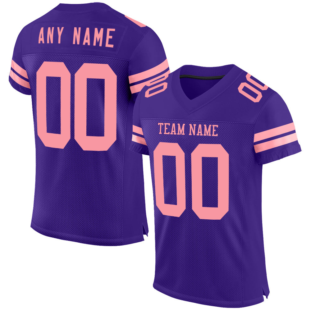 Custom Purple Medium Pink Mesh Authentic Football Jersey - Main View