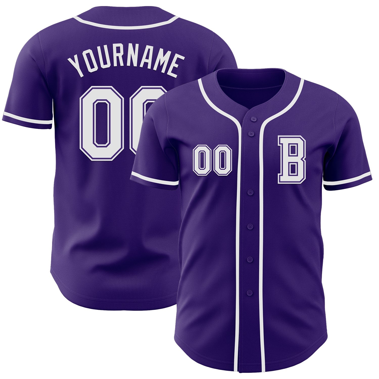 Custom Purple White Authentic Baseball Jersey - Main View