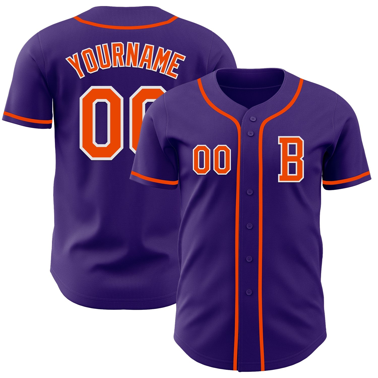 Custom Purple Orange-White Authentic Baseball Jersey - Main View