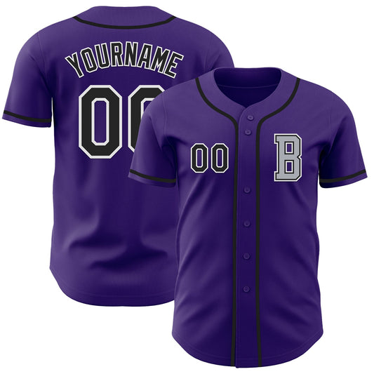 Custom Purple Black-Gray Authentic Baseball Jersey - Main View