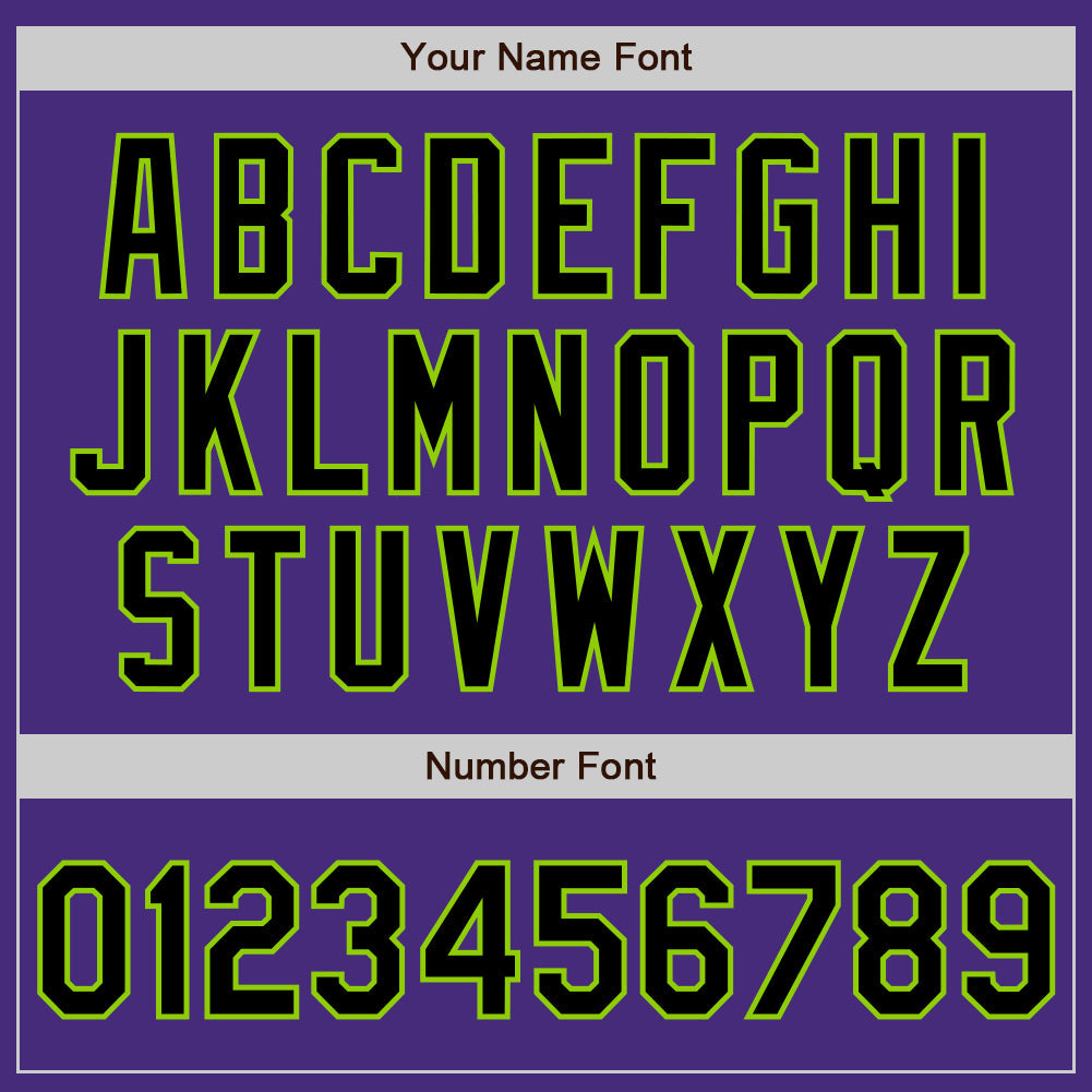 Custom Purple Black-Neon Green Authentic Baseball Jersey view 8