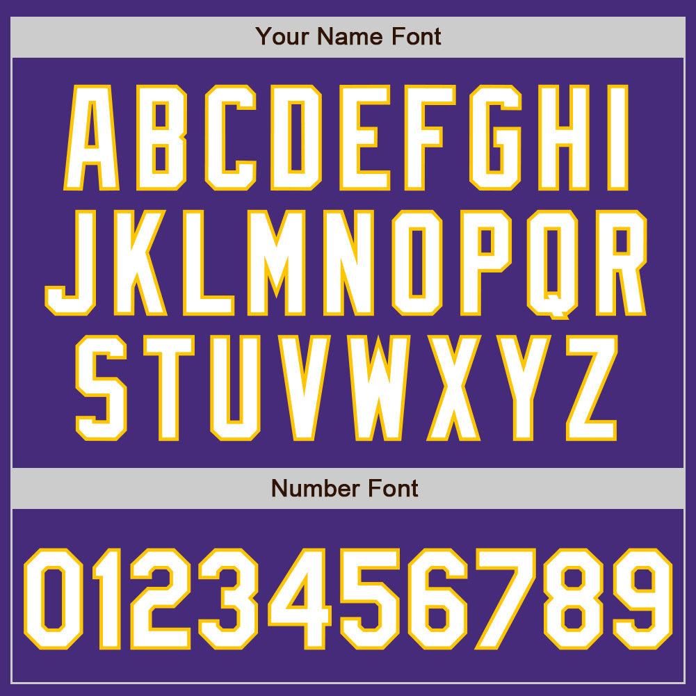 Custom Purple White-Yellow Authentic Baseball Jersey view 4