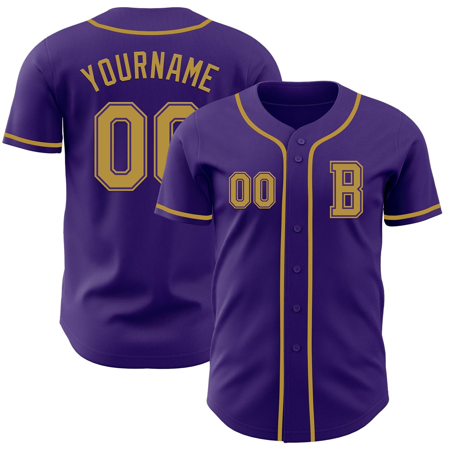 Custom Purple Old Gold Authentic Baseball Jersey - Main View