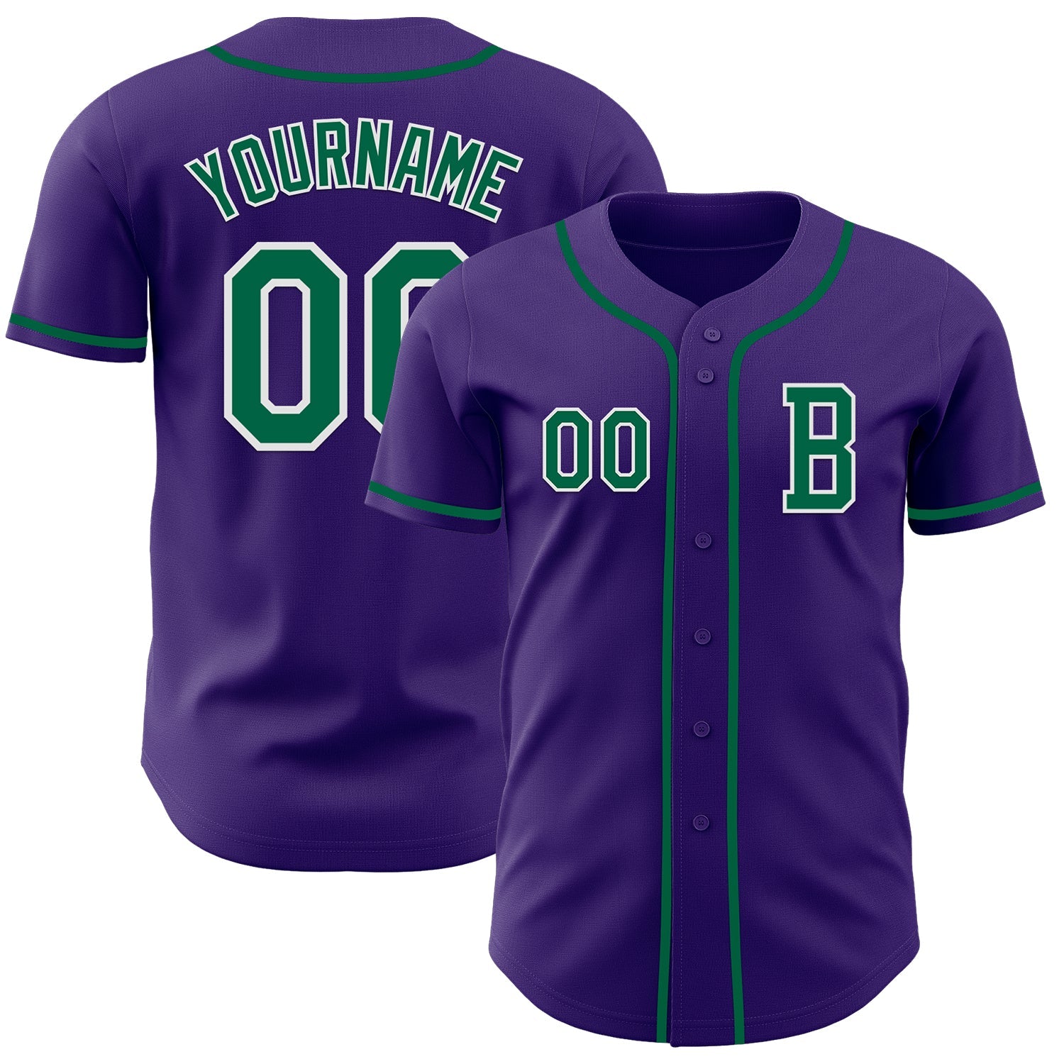 Custom Purple Kelly Green-White Authentic Baseball Jersey - Main View