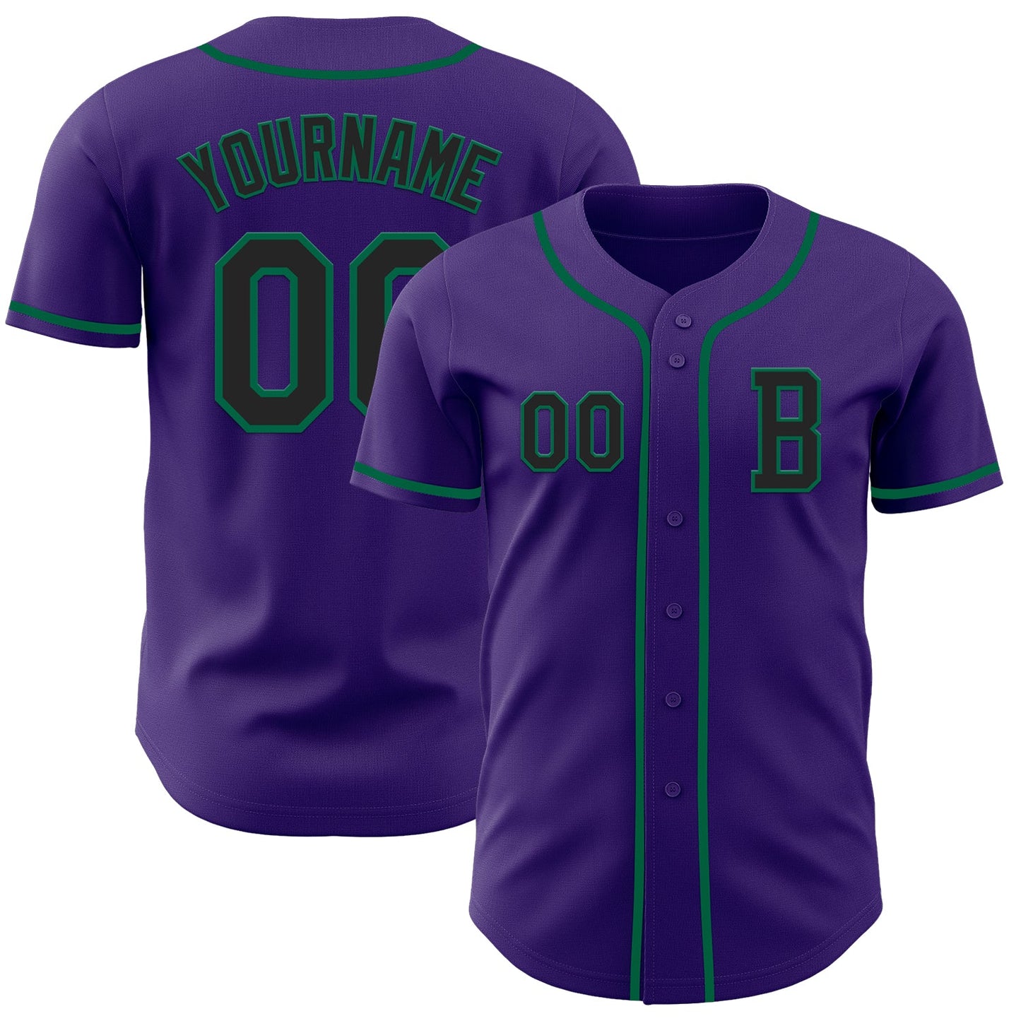 Custom Purple Black-Kelly Green Authentic Baseball Jersey - Main View