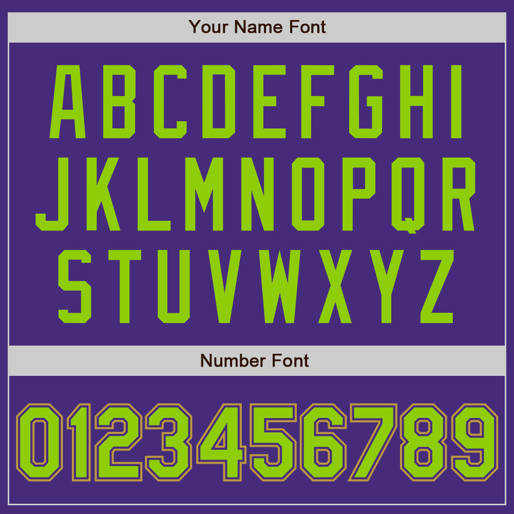 Custom Purple Neon Green-Old Gold Authentic Baseball Jersey view 8