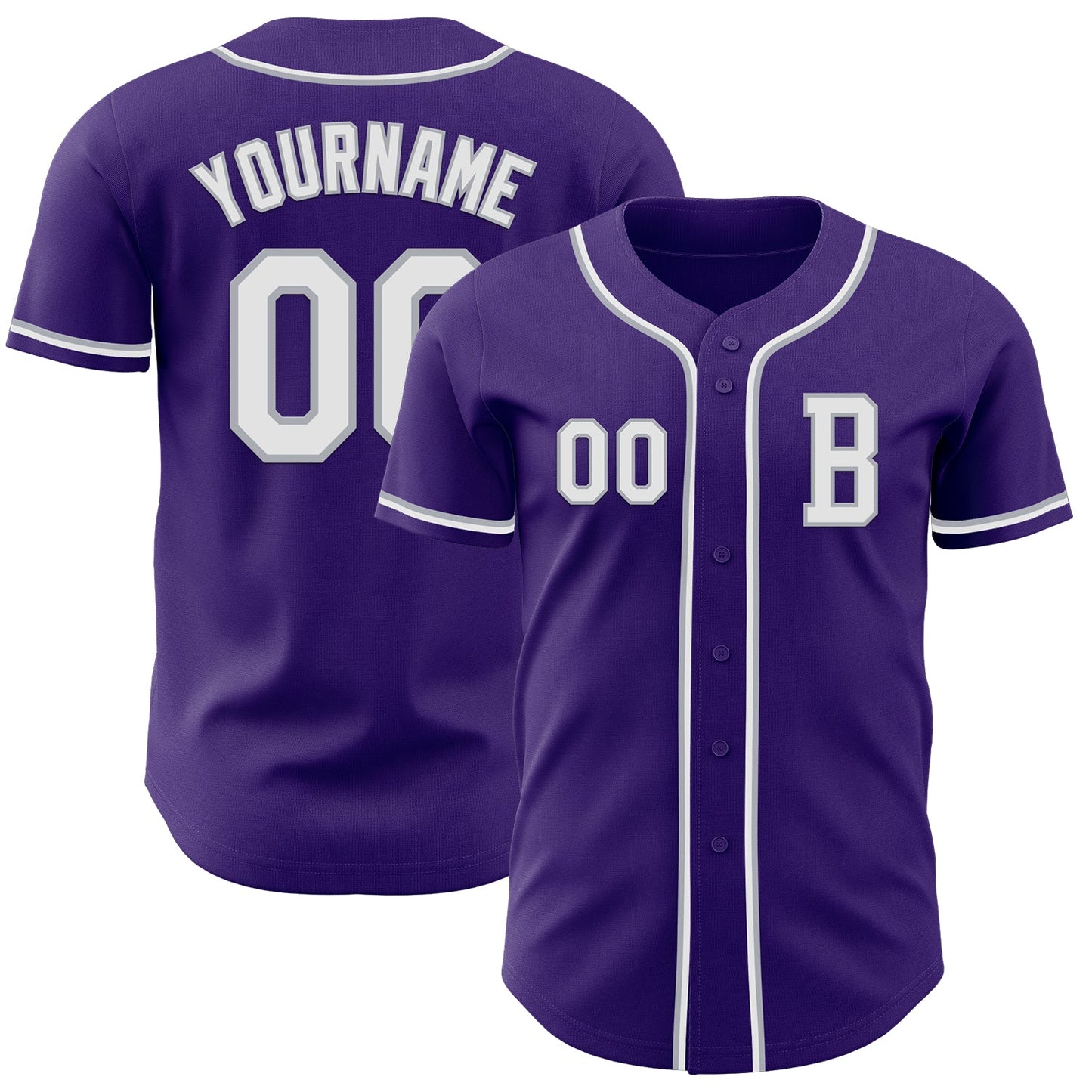 Custom Purple White-Gray Authentic Baseball Jersey - Main View