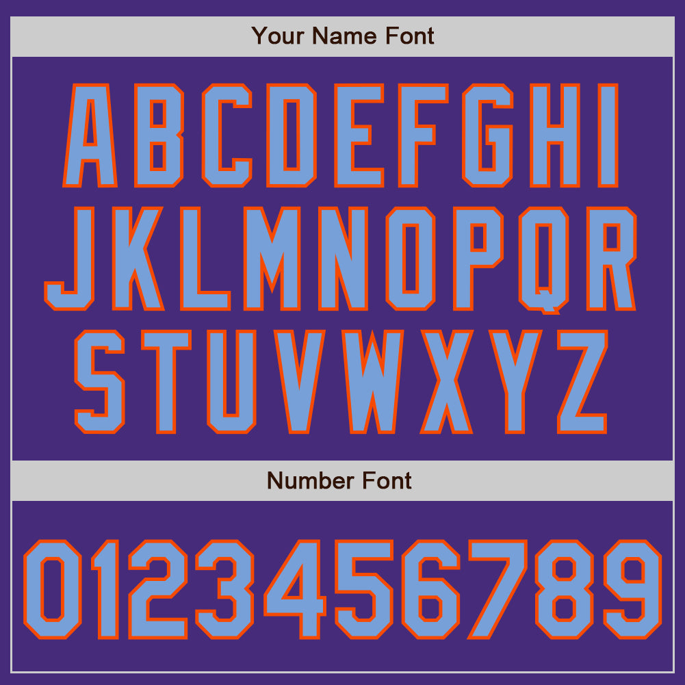 Custom Purple Electric Blue-Orange Authentic Baseball Jersey view 8