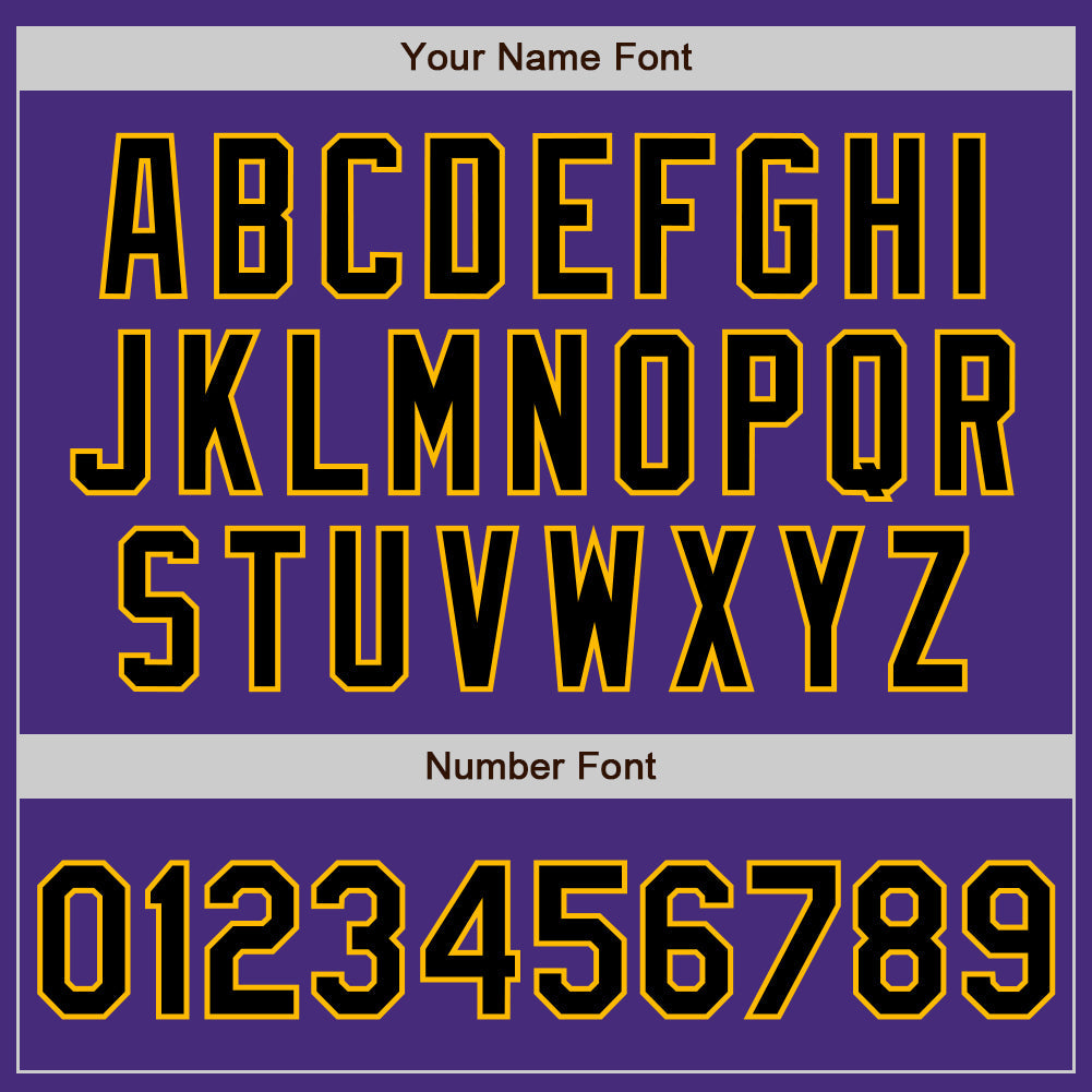 Custom Purple Black-Gold Authentic Baseball Jersey view 4