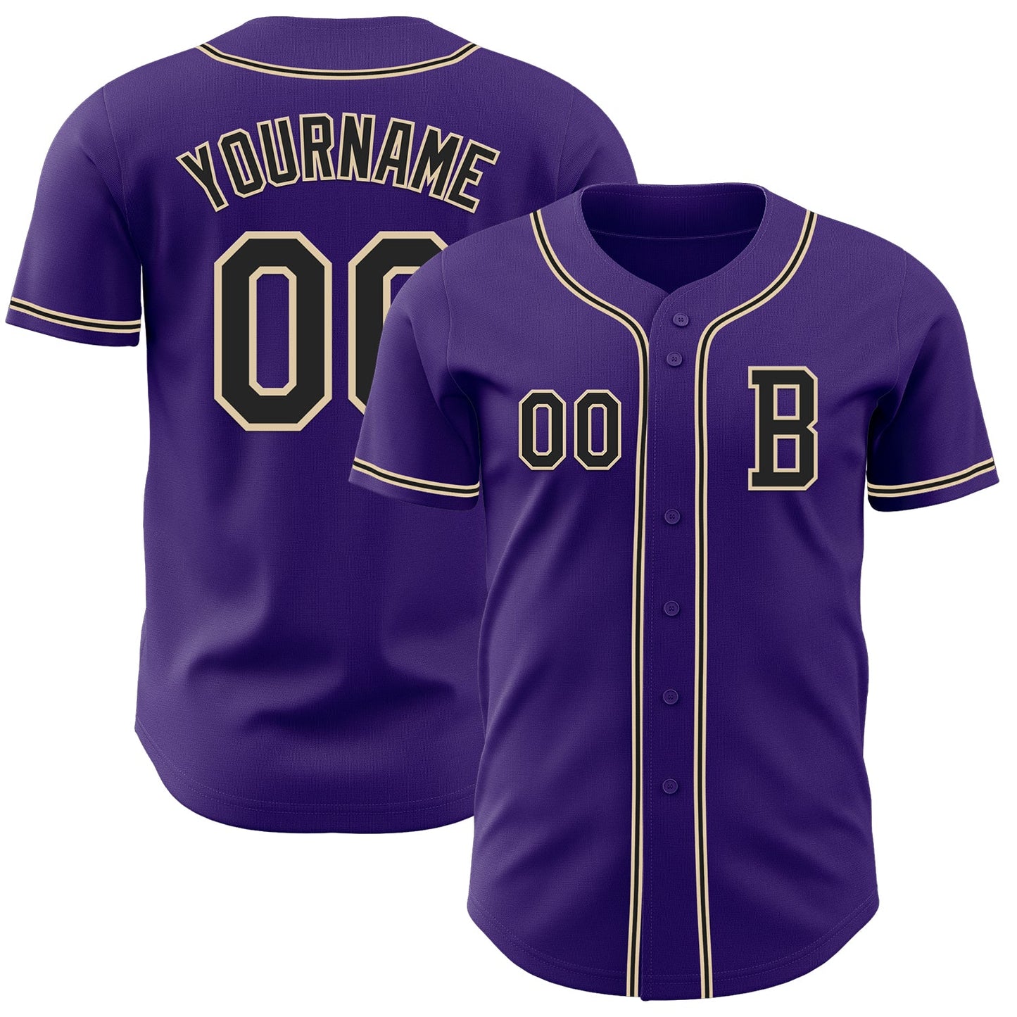 Custom Purple Black-City Cream Authentic Baseball Jersey - Main View